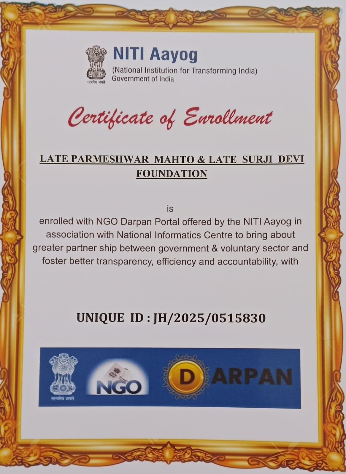 Registration Certificate